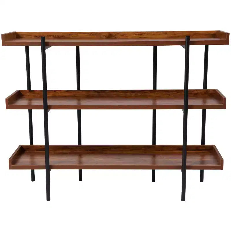 Étagère de rangement/bibliothèque 3 niveaux 35H, finition grain de bois rustique