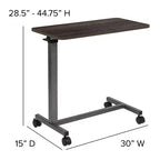Table de lit ajustable à roulettes pour la maison et l'hôpital - Table de chevet roulante