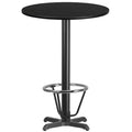 Table de bar ronde stratifiée de 30 po avec base à anneau repose-pieds de 22x22