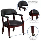 Fauteuil de conférence avec garniture cloutée et roulettes