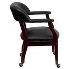 Fauteuil de conférence avec garniture cloutée et roulettes