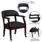 Fauteuil de conférence avec garniture cloutée et roulettes