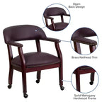 Fauteuil de conférence avec garniture cloutée et roulettes