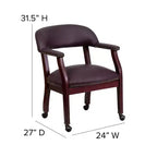 Fauteuil de conférence avec garniture cloutée et roulettes