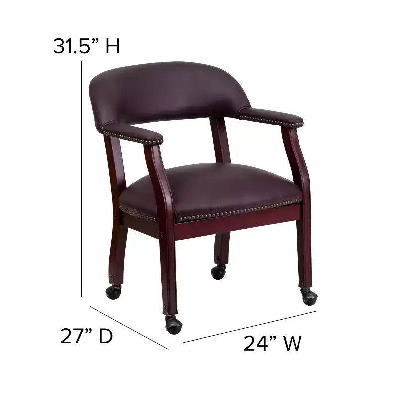 Fauteuil de conférence avec garniture cloutée et roulettes