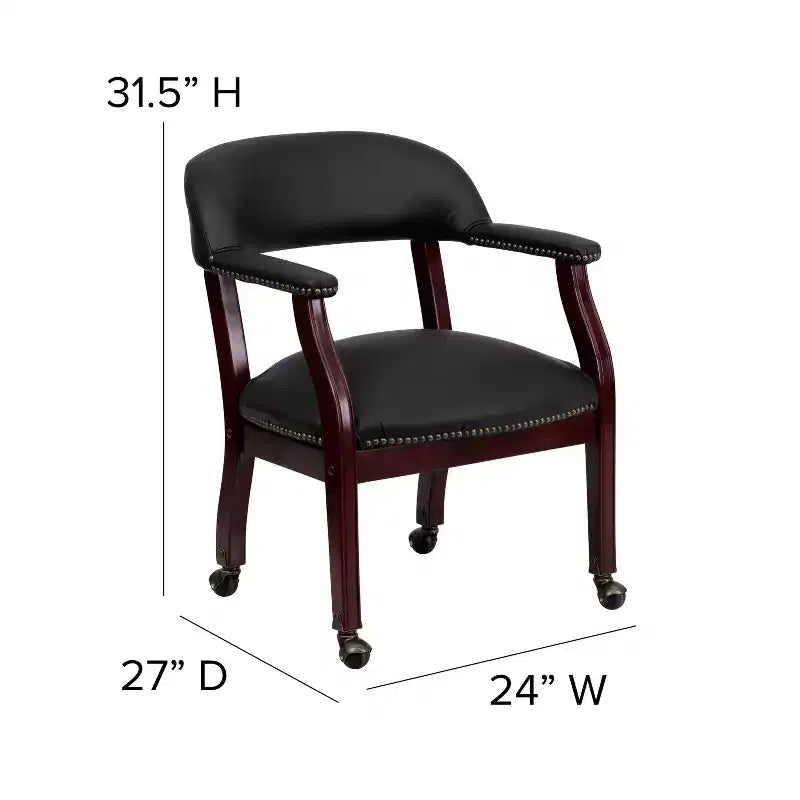Fauteuil de conférence avec garniture cloutée et roulettes