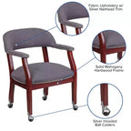 Fauteuil de conférence avec garniture cloutée et roulettes