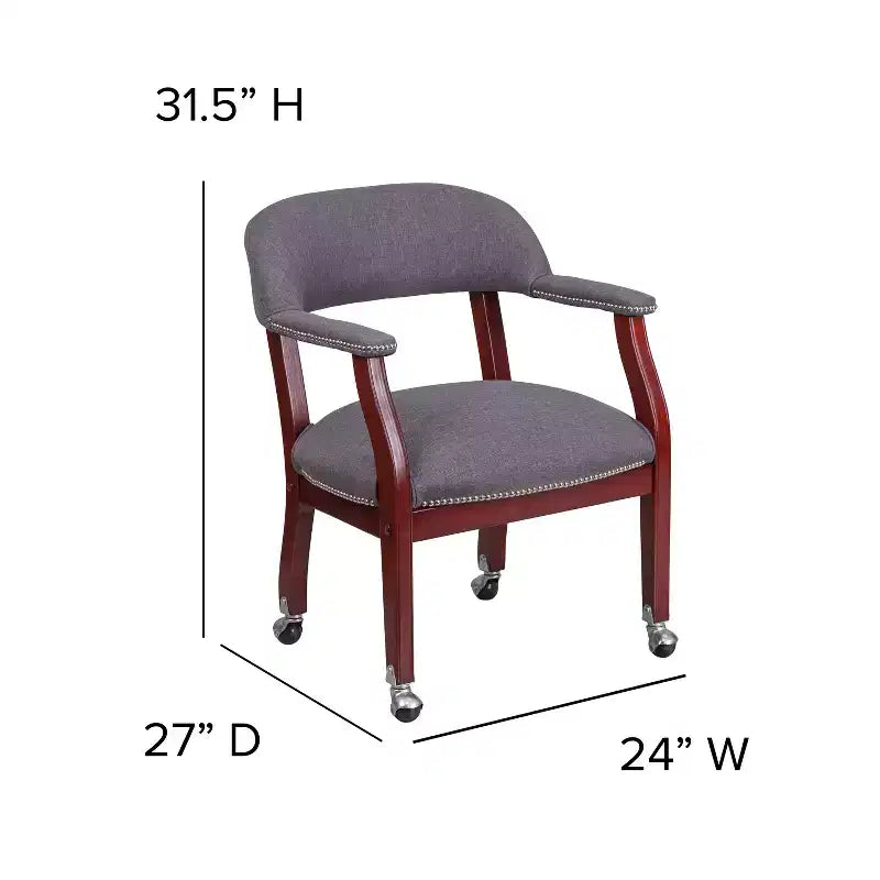 Fauteuil de conférence avec garniture cloutée et roulettes