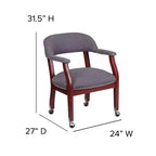 Fauteuil de conférence avec garniture cloutée et roulettes