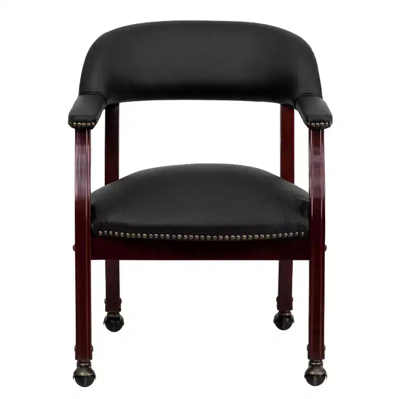 Fauteuil de conférence avec garniture cloutée et roulettes