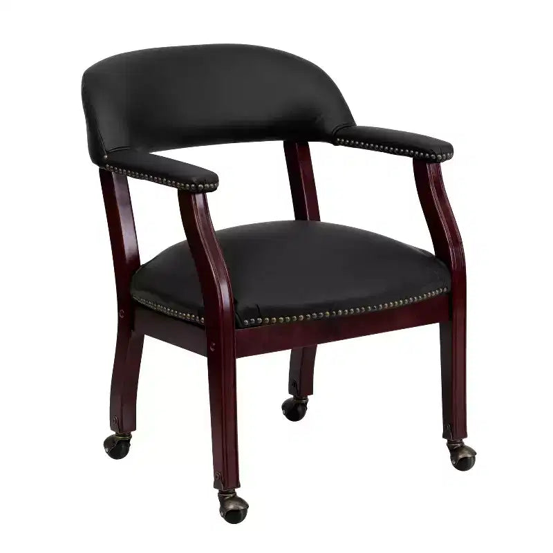Fauteuil de conférence avec garniture cloutée et roulettes