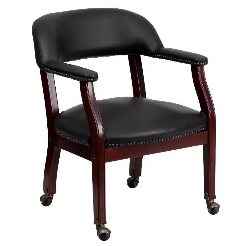 Fauteuil de conférence avec garniture cloutée et roulettes