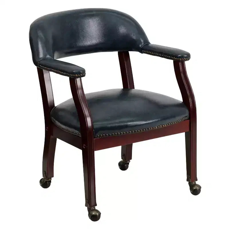 Fauteuil de conférence avec garniture cloutée et roulettes