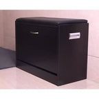Banc à chaussures avec coussin en cuir, meuble d'entrée classique en bois noir, double range-chaussures pliant intégré, montage facile, assise confortable