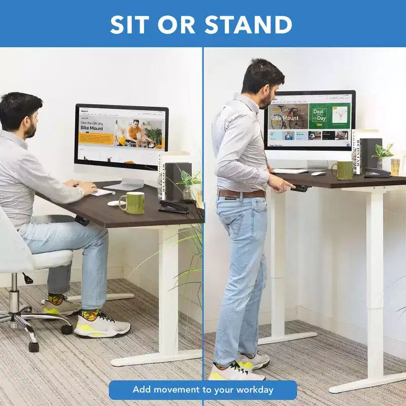 Bureau debout électrique à double moteur avec plateau de 140 cm, Adrift et blanc