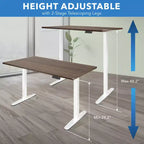 Bureau debout électrique à double moteur avec plateau de 140 cm, Adrift et blanc