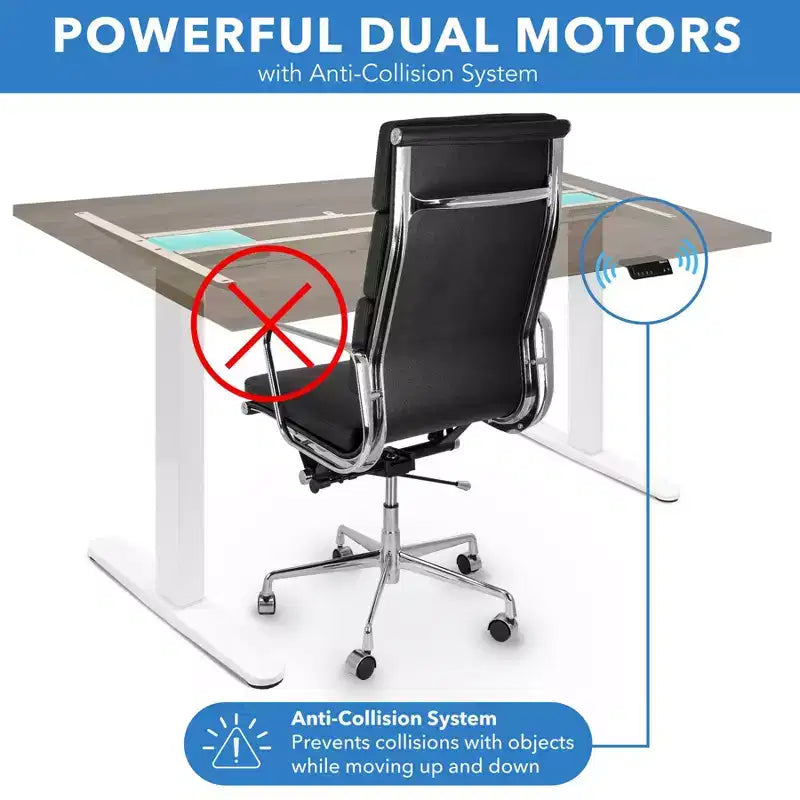Bureau debout électrique à double moteur avec plateau de 140 cm, Adrift et blanc