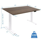 Bureau debout électrique à double moteur avec plateau de 140 cm, Adrift et blanc