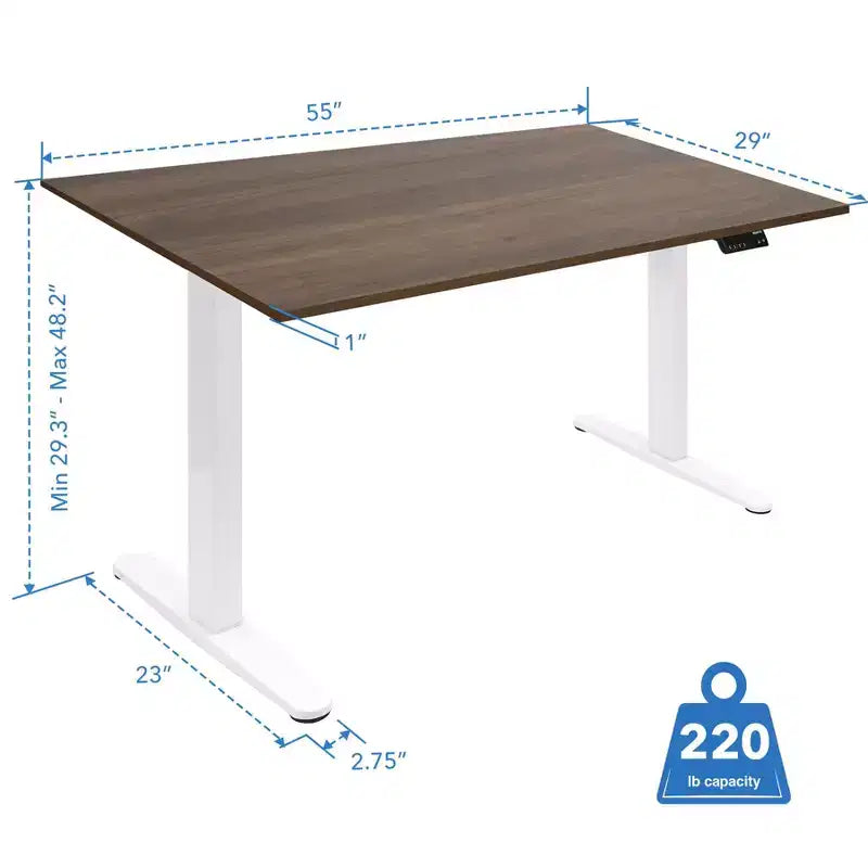 Bureau debout électrique à double moteur avec plateau de 140 cm, Adrift et blanc