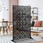 Dovelina 72x47 Metal Privacy Screen 3 Panels Freestanding Partitions and Room Divider